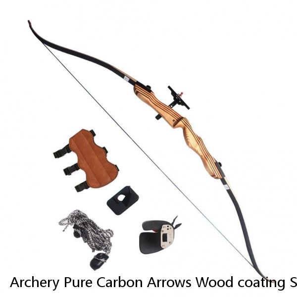 Archery Pure Carbon Arrows Wood coating Shaft Turkey Feather Spine 250-800 Recurve Bow Hunting Arrow